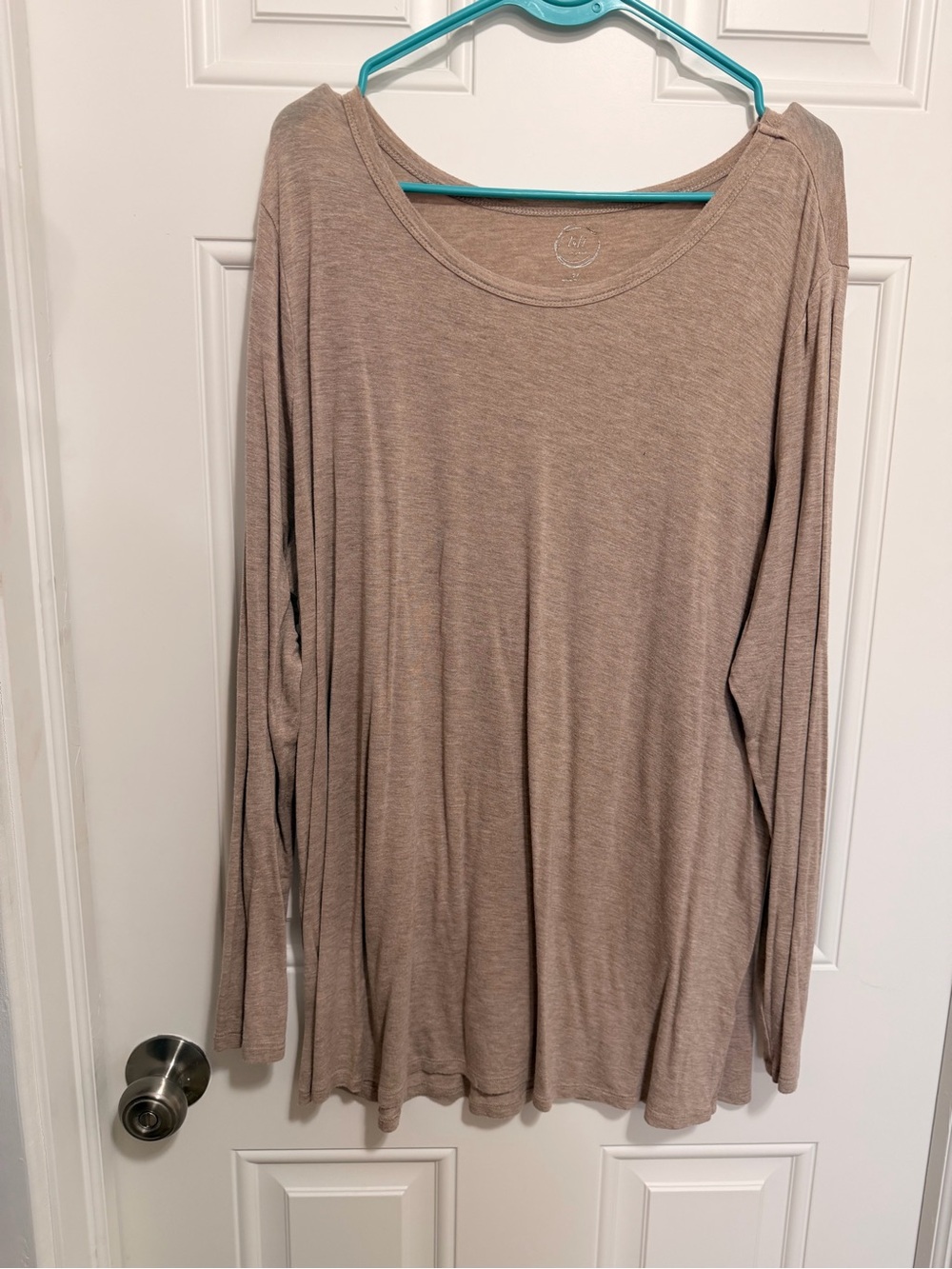 Maurices Long-Sleeve Scoop Neck Top in Light Taupe